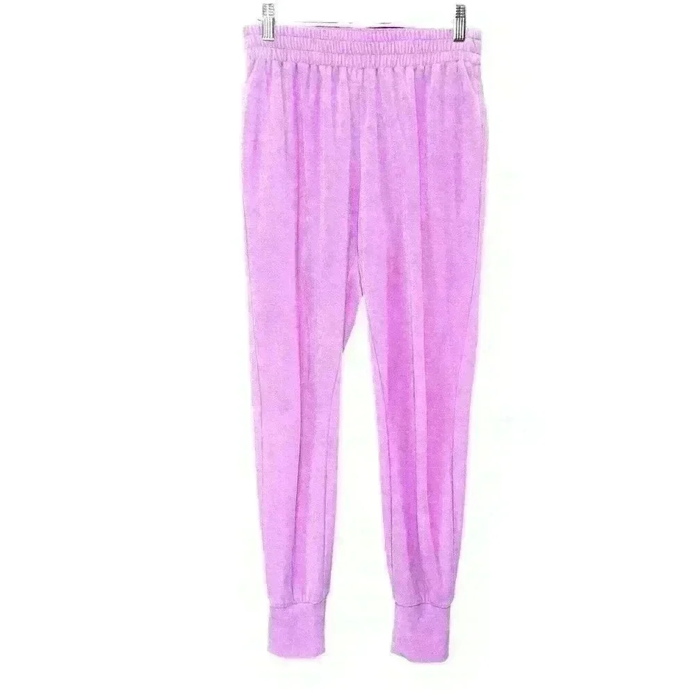GENERATION LOVE Velvet Velour Fuzzy Pink Purple Lounge Joggers Pants Women Small